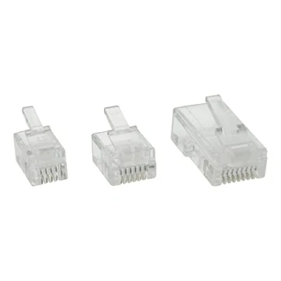 Abbildung von InLine 73098 100er Pack Modularstecker, 8P8C RJ45 zum Crimpen auf Flachkabel (ISDN)