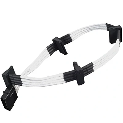Abbildung von SilverStone SST PP07 BTSW Netzteilverlängerungskabel 30cm Molex auf 4x SATA, weiss