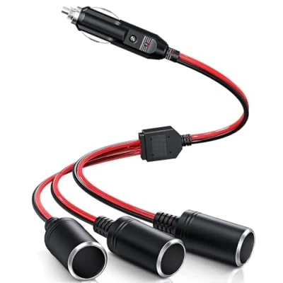Abbildung von Zigarettenanzünder Verteiler mit Steckdose,KFZ Auto Stecker, 3 Fach Adapter Splitter, Steckdose für 12V 24V Motorrad LKW Lieferwagen Wohnmobil（60cm）