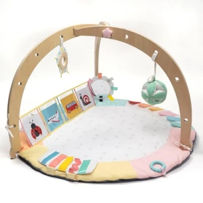 Abbildung von Oh My Baby Montessori Spielmatte Baby, Spielbogen Nachhaltiges FSC Holz, Fördert Sensorik &amp; Motorik, Extra Spielzeuge, Spieldecke 0 12 Monate