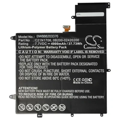 Abbildung von vhbw Akku kompatibel mit Asus ZenBook Flip S UX370UA, UX370U, UX370F, UX370UA 0061A7500U Notebook (4900mAh, 7,7V, Li Polymer)