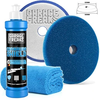 Abbildung von Garage Freaks Politurset Versiegelung Carnauba Shield 250ml + Polierpad 150mm Autopolitur (3 St), Auto Polier Set