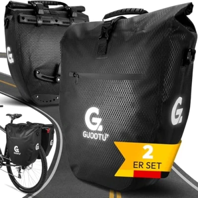 Abbildung von GUOOTU 2 Er Set fahrradtasche für Gepäckträger 28L mit Tragegriff und Schultergurt gepäckträger, gepäckträgertasche, Gepäckträgertasche Reflektoren (Schwarz 28L, 2er Set)
