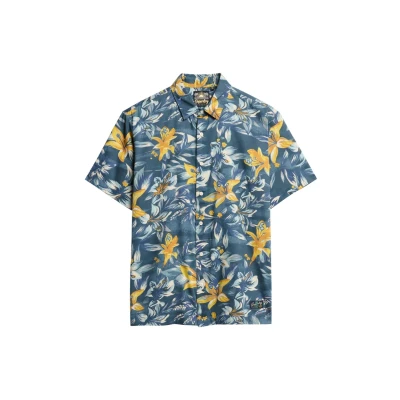 Abbildung von Superdry Hawaiian Printed Hemd, Herren, Größe: XL, Tropical flowers blue washed