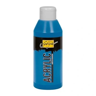 Abbildung von KREUL 84213 Solo Goya Acrylic coelinblau, 250 ml Flasche, cremige vielseitig einsetzbare Acrylfarbe in Studienqualität, auf Wasserbasis, schnell und matt trocknend, gut deckend, wasserfest
