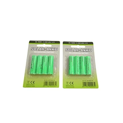 Abbildung von Solar Akku 2 x 4 er Set Batterie leistungsstarke, wiederaufladbare Batterien AA NiMH, 800mAh