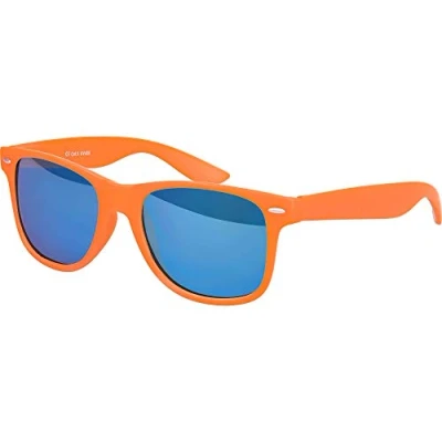Abbildung von Balinco Sonnenbrille UV400 CAT 3 CE Rubber mit Federscharnier für Damen &amp; Herren (orange blau verspiegelt)