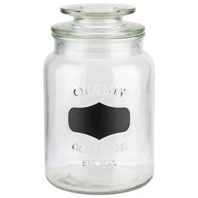 Abbildung von APS 82265 Vorratsglas mit Beschriftungsfeld Glasbehälter zur Aufbewahrung 1,0 Liter Fassungsvermögen Glasdeckel Dichtung, Aufbewahrungsbehälter, Transparent
