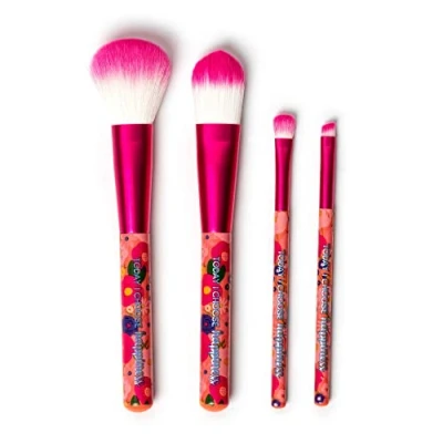 Abbildung von Legami 4 teiliges Make up Pinsel Set, Oh My Glow! Thema Flowers, inklusive Powder Brush, Foundation Eyeshadow Eyeliner 100% Vegan, Reiseformat
