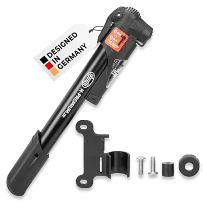 Abbildung von HEYNER Luftpumpe Premium Mini Handpumpe für Fahrräder mit Manometer