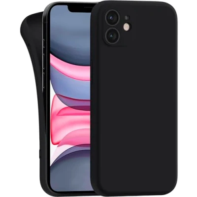 Abbildung von MyGadget Hülle Kompatibel mit iPhone 11 robuste Silikon Schutzhülle TPU Case Slim Silikonhülle Back Cover Kratzfest Handyhülle Matt Schwarz