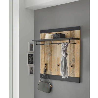 Abbildung von Home affaire Garderobenpaneel &quot;SHERWOOD&quot;, in modernem Holz Dekor, mit Beschlag aus Metall, Breite 92 cm