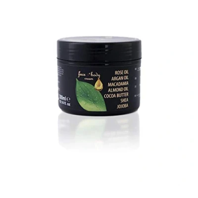 Abbildung von Gesichts und Body Creme mit rosen, argan, mandel ,jojoba macadamiaöl