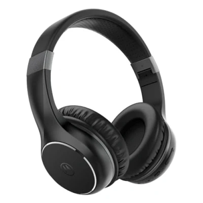 Abbildung von Motorola Sound Moto XT 220 Kabellose Over Ear Kopfhörer mit 24 Stunden Spielzeit und Mikrofon Passive Geräuschisolierung faltbar Schwarz, One Size