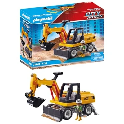 Abbildung von Playmobil® Bagger Spielbausteine, (Set, 1 St., Playmobil Spielset), 1x PLAYMOBIL, Anleitung, Zubehörteile