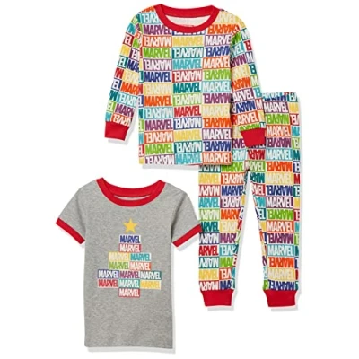 Abbildung von Amazon Essentials Marvel Unisex Kinder Schlafanzug Schlaf Sets, Holiday Bricks Baby And Kids, 3 Jahre