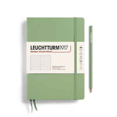 Abbildung von LEUCHTTURM1917 361584 Notizbuch Medium (A5), Hardcover, 251 nummerierte Seiten, Salbei, dotted