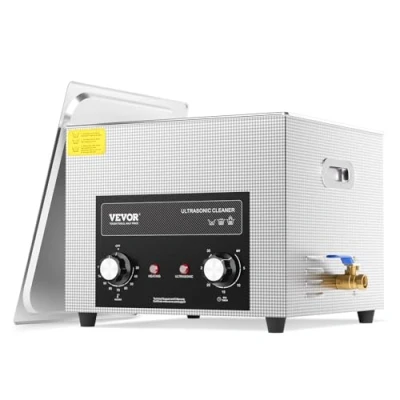 Abbildung von VEVOR 15 L Ultraschallreiniger mit Heiztimer &amp; Korb professionelle digitale Schallkavitationsmaschine, 360 W Reinigungsmaschine für Laborwerkzeuge Metallteile Vergaser Messing Autoteile Motorteile
