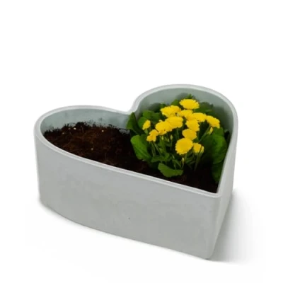 Abbildung von matches21 wetterfeste Pflanzschale Herz für draußen Dekoschale in hell grau marmoriert als Blumen Schale Garten Deko 22 cm oder Friedhof Grabschale Grab Schmuck