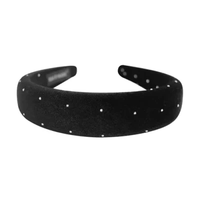 Abbildung von axy Haarreif Gepolsterter aus Samt mit Strasssteinen, Wunderschön Vintage Damen Stirnband Haarschmuck Haarreifen