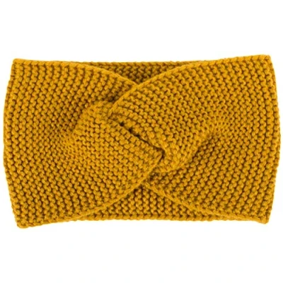 Abbildung von styleBREAKER Damen Feinstrick Stirnband mit Twist Knoten, Krausstrick Muster, warmes Winter Haarband, Headband 04026054, Farbe:Curry