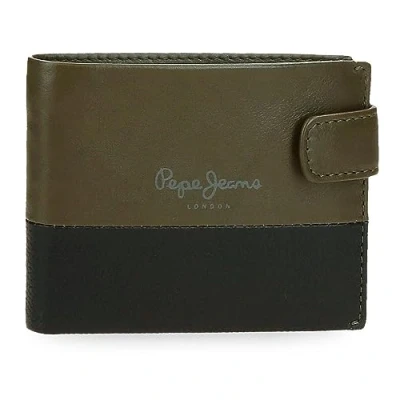 Abbildung von Pepe Jeans Doppelte Horizontale Geldbörse mit Klickverschluss, grün, 11 x 8,5 1 cm Leder, Talla única, Brieftasche Klickverschluss