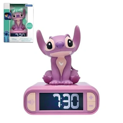 Abbildung von Lilo &amp; Stitch Tischuhr Wecker Engel 3D Design mit Nachtlicht und Geräuschen