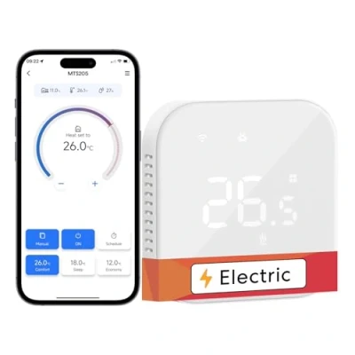 Abbildung von Meross Smart Elektrische Thermostat, WLAN Fußbodenheizung Raumthermostat, Heizen &amp; Kühlen kompatibel mit Alexa und Google, Sprachsteuerung, Fernsteuerung Zeitplan