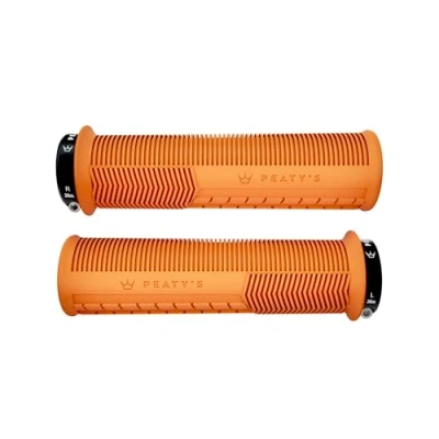 Abbildung von Peaty&#039;s Monarch Griffe Orange/Pilz/dick Trail Komfort, langlebig, ergonomische Fingerstangen, unterstützt Daumenpolster, ganztägiges Reiten, Allwetter und Gelände, MTB Enduro Downhill E Bike
