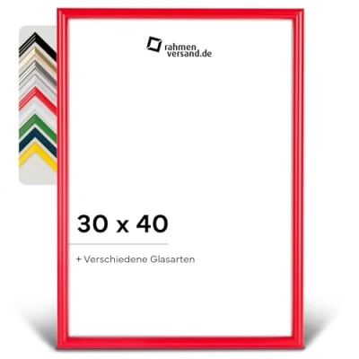 Abbildung von PANORAHMA Bilderrahmen Kunststoff 30 x 40 cm, Rot/Bilder Rahmen zum Aufhängen/Kunststoff mit Echtglas