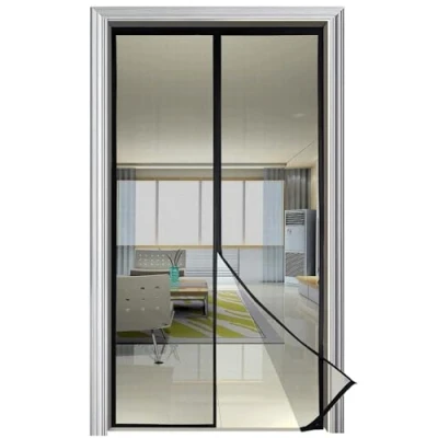 Abbildung von Magnet Fliegengitter für Balkontür 85x220cm Schwarz, Premium Insektenschutz Tür, Fliegenschutztür Terrassentür Selbstklebend Ohne Bohren