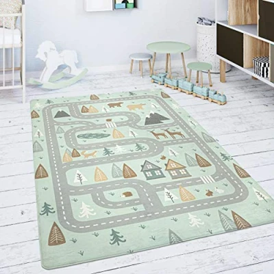 Abbildung von Paco Home Kinderteppich &quot;Chicos 550&quot;, rechteckig, Flachgewebe, Straßen Spiel Teppich, Kinderzimmer