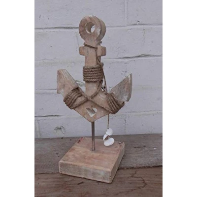 Abbildung von Deko Impression Dekoobjekt Anker Aufsteller maritimes Holz massiv Handarbeit 27cm (1 St)
