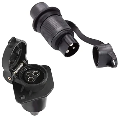Abbildung von SPARKMOTO Steckdose 3 polig und Stecker Polig, 12V Traktor Stecker, Din 9680 Wasserdicht Landmaschinen Polig,Für Anhänger LKW RV PKW(2 Mount Punkte D)