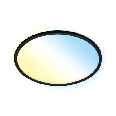 Abbildung von BRILONER Leuchten Smarte LED Deckenleuchte, funktioniert mit Amazon Alexa, WiFi, Backlighteffekt, Farbtemperatursteuerung, dimmbare Deckenlampe Fernbedienung, Panel, weiß schwarz, Ø29,3cm