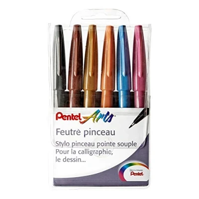 Abbildung von Pentel Arts Pinselpinsel Pochette de 6 Handwerk.