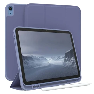 Abbildung von EAZY Case Schutzhülle mit Stifthalter für iPad 10 Generation 2022 10.9 Zoll Hülle Stifthalterung Tablet Cover Touchpen Smartcase aufstellbar Klappcase Auto Sleep Wake Up Etui EIS Blau