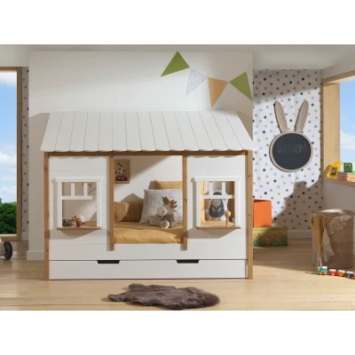 Abbildung von Vipack Kinderbett, (Made in Europe), Hausbett mit Lattenrost, wahlweise Bettschublade