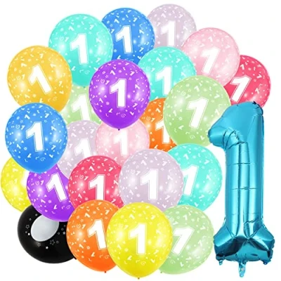 Abbildung von Geburtstag zahlen luftballon 1 jahre Folienballon 1und 20Pcs 30cm Luftballons Riesen in 40&quot; 101cm Mädchen Junge Geburtstagsdeko Ballon Zahl Deko zum fliegt mit Helium