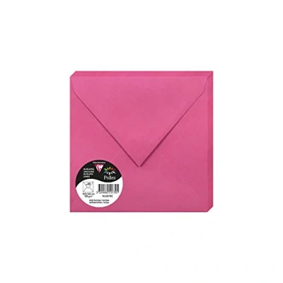 Abbildung von Clairefontaine 5573C Packung mit 20 Umschläge Pollen, 165 x 165mm, 120g, ideal für Korrespondenz und Einladungen, Fuchsia, 1 Pack