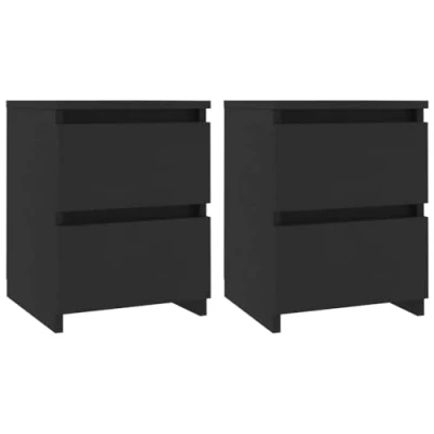 Abbildung von vidaXL 2X Nachttisch 2 Schubladen Nachtschrank Nachtkommode Nachtkonsole Nachtschränckchen Schlafzimmer Kommode Schwarz 30x30x40cm Holzwerkstoff