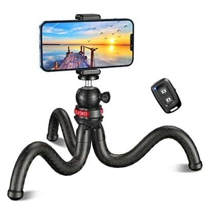 Abbildung von CIRYCASE Handy Stativ, Mini Selfie Stick Stativ für Smartphone mit Kabelloser Fernbedienung, Flexibler 360 Drehbar Tragbarer Kamera Stativköpfe Kompatibel iPhone, Galaxy, Sportkamera