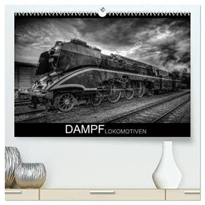 Abbildung von Dampflokomotiven (hochwertiger Premium Wandkalender 2025 DIN A2 quer), Kunstdruck in Hochglanz