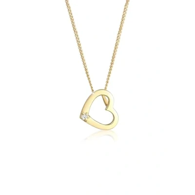 Abbildung von Elli DIAMONDS Collierkettchen Herz Liebe Diamant (0.015 ct) Love 585 Gelbgold