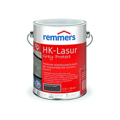 Abbildung von Remmers HK Lasur 3in1 Grey Protect anthrazitgrau, 2,5 Liter, Holzlasur aussen, 3n1: Imprägnierung, Grundierung &amp; Lasur, Holzschutz vor Feuchtigkeit UV Strahlung