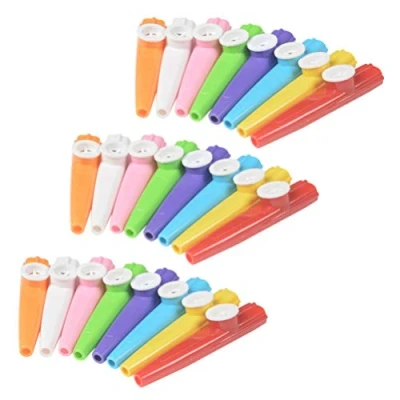 Abbildung von TOYANDONA Kunststoff Kazoo Musikinstrumente mit Flötenmembranen, Begleiter für Gitarre, Ukulele, Violine, Klaviertastatur, als Geschenk, Preis, Partyzubehör, 24 Stück (gemischte Farbe)