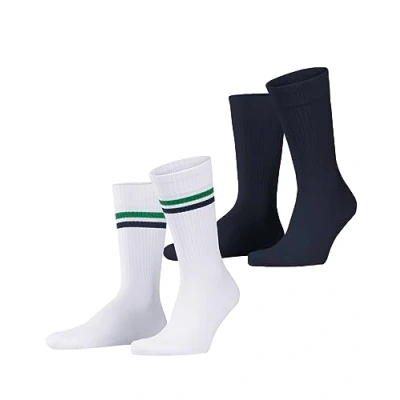 Abbildung von ESPRIT Herren Socken Tennis Stripe 2 Pack M SO Baumwolle gemustert Paar, Weiß (Woolwhite 2060), 39 42