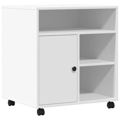 Abbildung von vidaXL Druckerständer, Druckerhalter mit Rollen, Druckertisch Druckerwagen für Büro Zuhause, Rollwagen Büroschrank Beistelltisch, Weiß