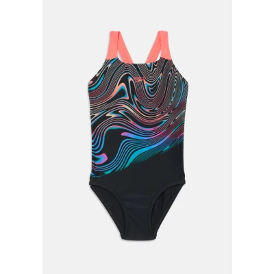 Abbildung von Speedo Digital Placement Power BACK Badeanzug für Kinder, Größe: 128, Neon coral