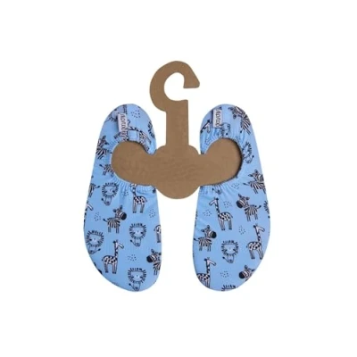 Abbildung von Slipstop Kinder Hausschuhe Badeschuhe Africa Tiere Blue, Größe:18/20 EU